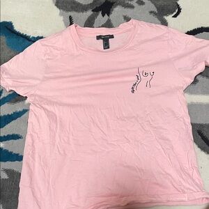 Forever 21 Light Pink Tee with Minimal Line Art Pocket Graphic